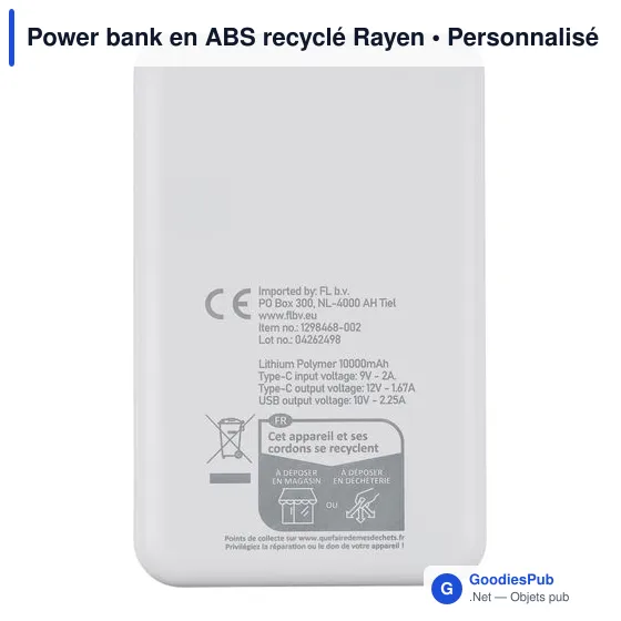 Power bank en ABS recyclé Rayen - Image 7