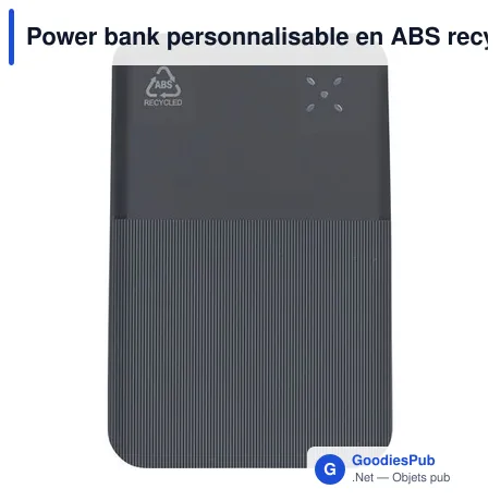 Power bank personnalisable en ABS recyclé Tavi avec logo