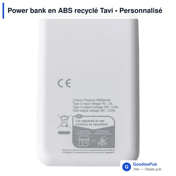 Power bank en ABS recyclé Tavi - Image 9