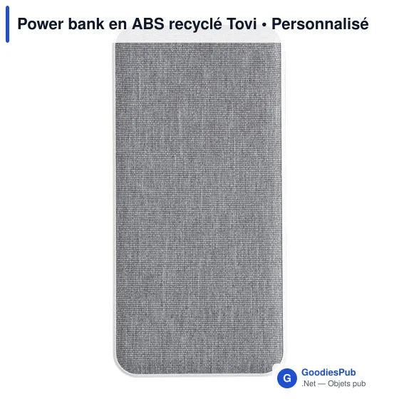 Power bank personnalisable en ABS recyclé Tovi avec logo - Image 1
