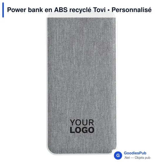 Power bank personnalisable en ABS recyclé Tovi avec logo - Image 3