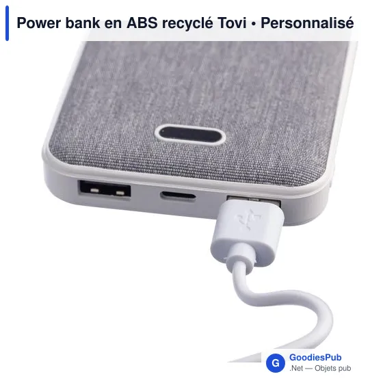 Power bank personnalisable en ABS recyclé Tovi avec logo - Image 5