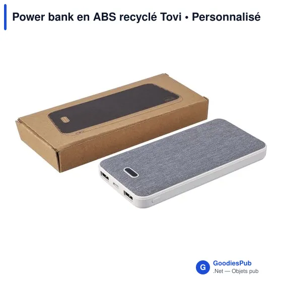 Power bank personnalisable en ABS recyclé Tovi avec logo - Image 6