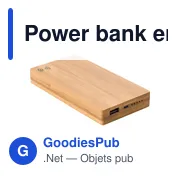 Power bank personnalisable en bambou 6 000mAh avec logo - Miniature 2