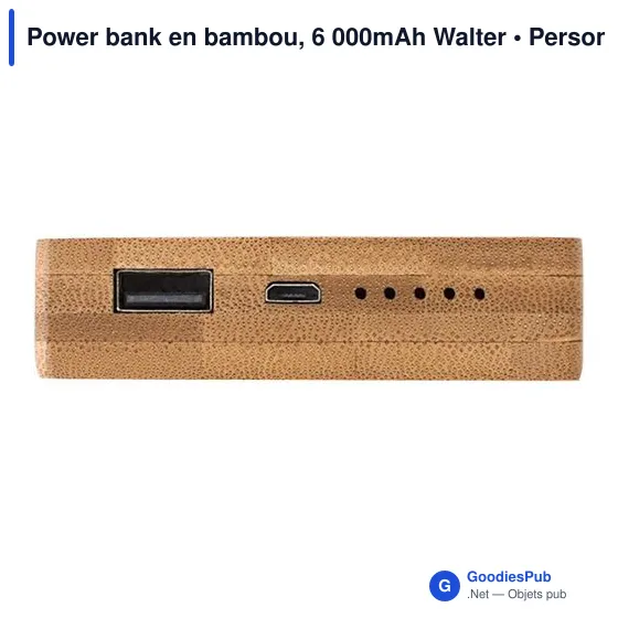 Power bank personnalisable en bambou 6 000mAh avec logo - Image 4