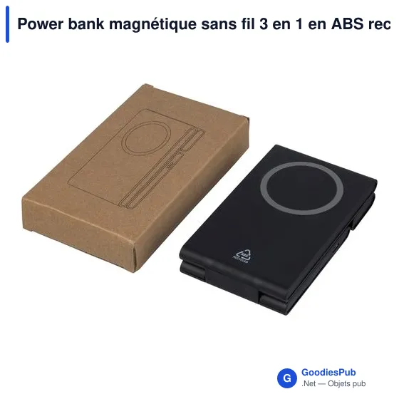 Power bank magnétique sans fil 3 en 1 en ABS recyclé Valerio - Image 11