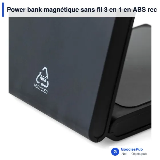 Power bank magnétique sans fil 3 en 1 en ABS recyclé Valerio - Image 13