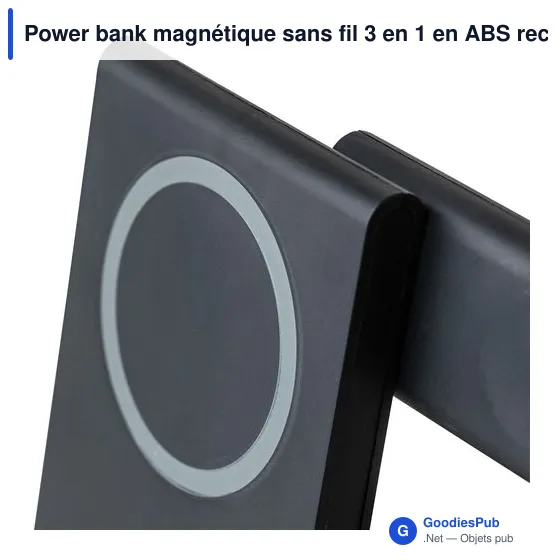 Power bank magnétique sans fil 3 en 1 en ABS recyclé Valerio - Image 14