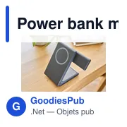 Power bank magnétique sans fil 3 en 1 en ABS recyclé Valerio - Miniature 15