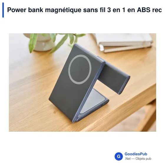 Power bank magnétique sans fil 3 en 1 en ABS recyclé Valerio - Image 15