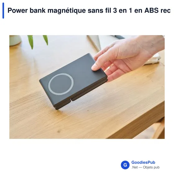 Power bank magnétique sans fil 3 en 1 en ABS recyclé Valerio - Image 16