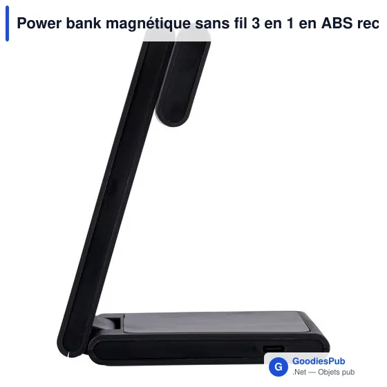 Power bank magnétique sans fil 3 en 1 en ABS recyclé Valerio - Image 4