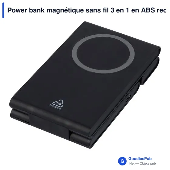 Power bank magnétique sans fil 3 en 1 en ABS recyclé Valerio - Image 8