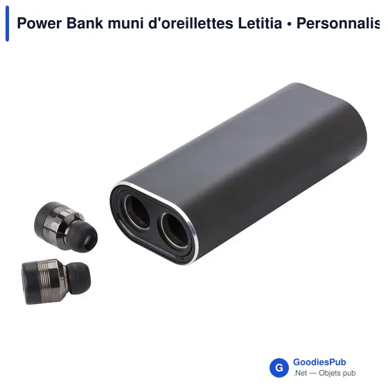 Power Bank personnalisable avec oreillettes Letitia - logo entreprise - Image 2