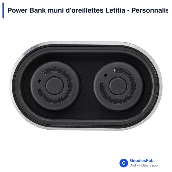 Power Bank personnalisable avec oreillettes Letitia - logo entreprise - Image 3