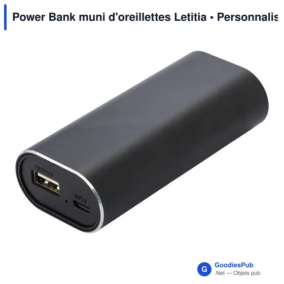 Power Bank personnalisable avec oreillettes Letitia - logo entreprise - Image 4