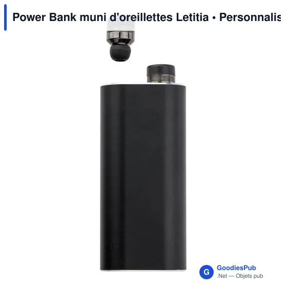 Power Bank personnalisable avec oreillettes Letitia - logo entreprise - Image 6