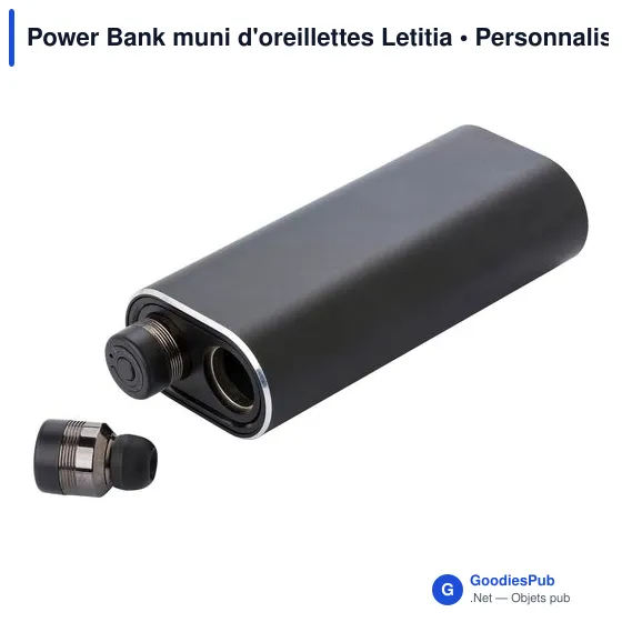Power Bank personnalisable avec oreillettes Letitia - logo entreprise - Image 7