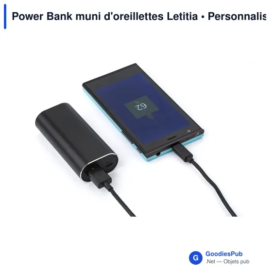 Power Bank personnalisable avec oreillettes Letitia - logo entreprise - Image 8