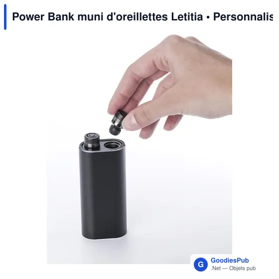 Power Bank personnalisable avec oreillettes Letitia - logo entreprise - Image 9
