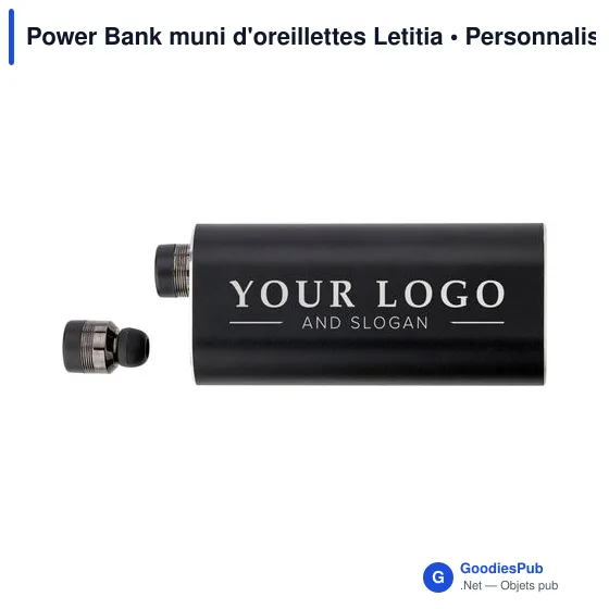 Power Bank personnalisable avec oreillettes Letitia - logo entreprise - Image 10