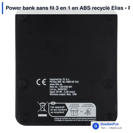 Power bank sans fil 3 en 1 en ABS recyclé Elias - Image 5