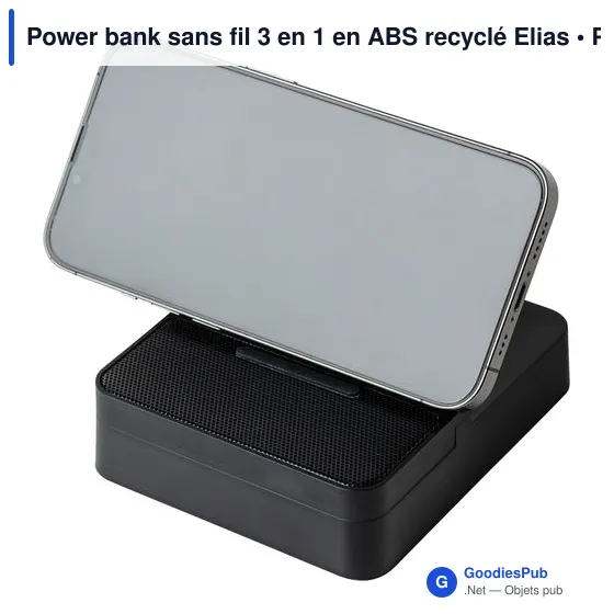 Power bank sans fil 3 en 1 en ABS recyclé Elias - Image 7