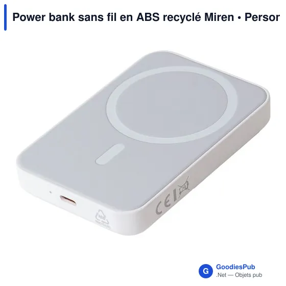 Power bank sans fil en ABS recyclé Miren - Image 2