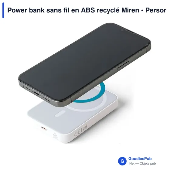 Power bank sans fil en ABS recyclé Miren - Image 17