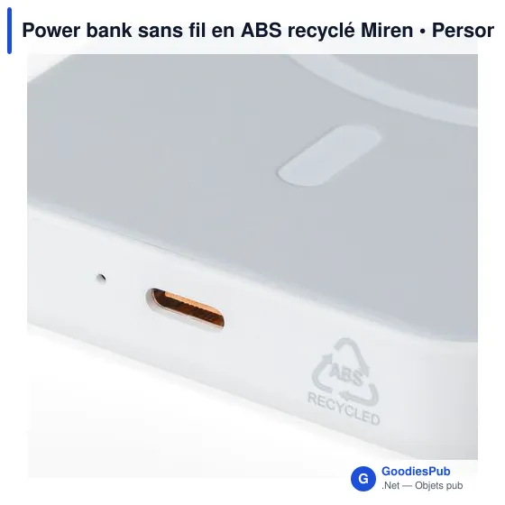 Power bank sans fil en ABS recyclé Miren - Image 23