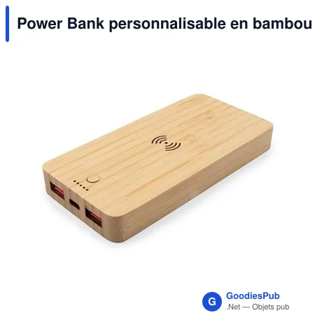 Power Bank personnalisable en bambou 8000 mAh avec logo | Benson