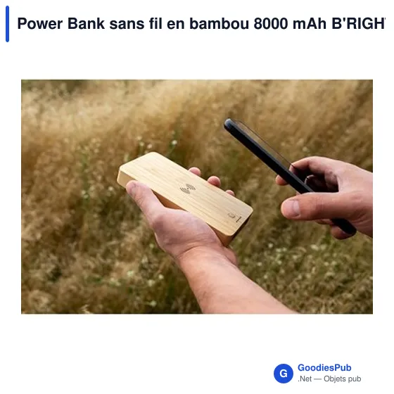 Power Bank personnalisable en bambou 8000 mAh avec logo | Benson - Image 2