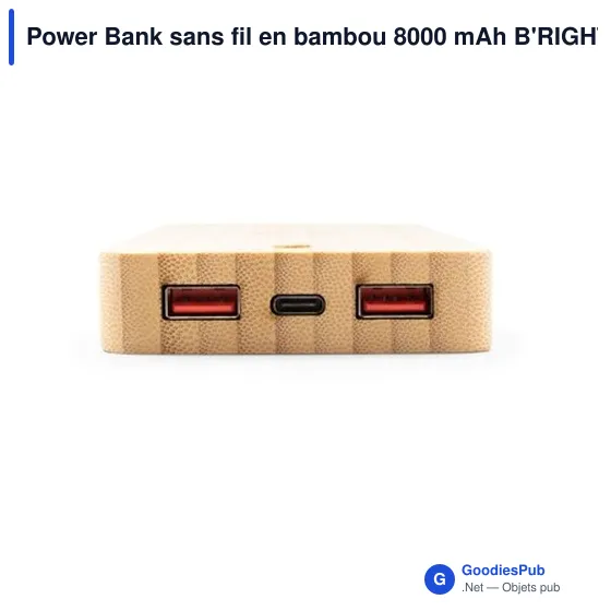 Power Bank personnalisable en bambou 8000 mAh avec logo | Benson - Image 5