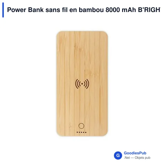 Power Bank personnalisable en bambou 8000 mAh avec logo | Benson - Image 7