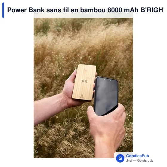 Power Bank personnalisable en bambou 8000 mAh avec logo | Benson - Image 8