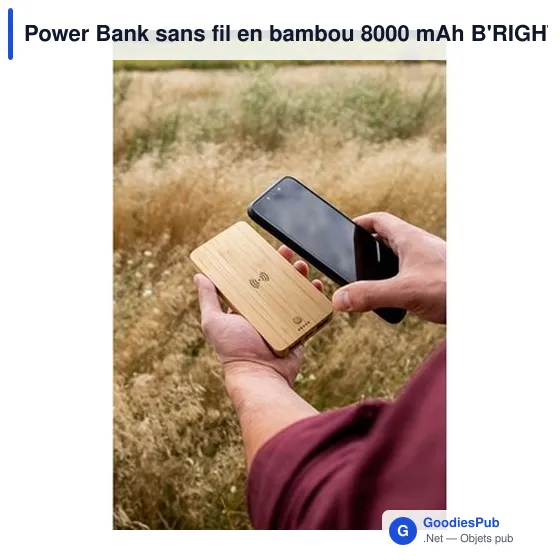 Power Bank personnalisable en bambou 8000 mAh avec logo | Benson - Image 9