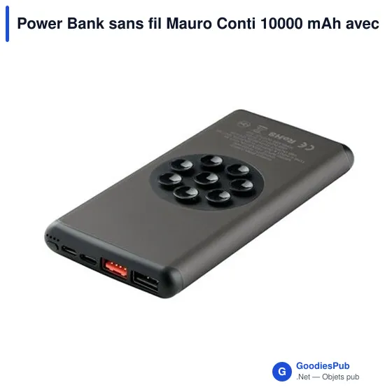 Power Bank sans fil Mauro Conti 10000 mAh avec ventouses, chargeur sans fil 10W | Stef - Image 4
