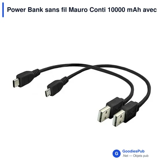 Power Bank sans fil Mauro Conti 10000 mAh avec ventouses, chargeur sans fil 10W | Stef - Image 7