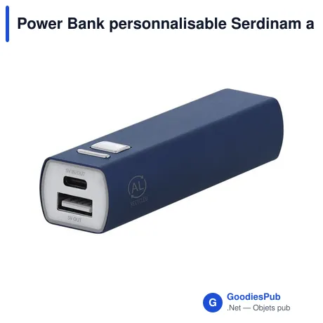 Power Bank personnalisable Serdinam avec logo - Batterie en aluminium recyclé