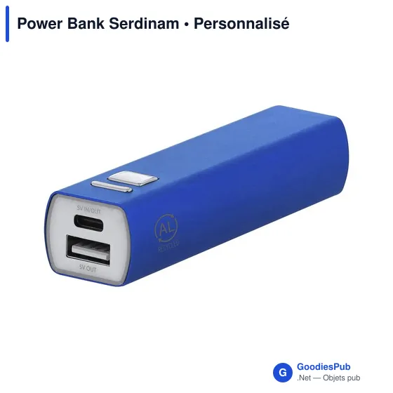 Power Bank personnalisable Serdinam avec logo - Batterie en aluminium recyclé - Image 4