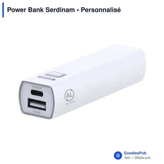Power Bank personnalisable Serdinam avec logo - Batterie en aluminium recyclé - Image 7