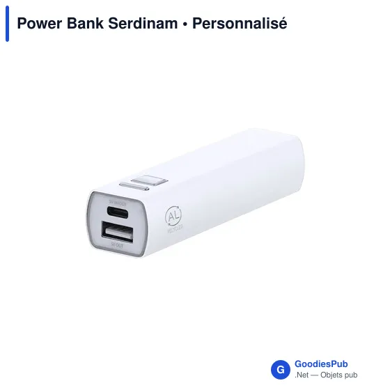 Power Bank personnalisable Serdinam avec logo - Batterie en aluminium recyclé - Image 8