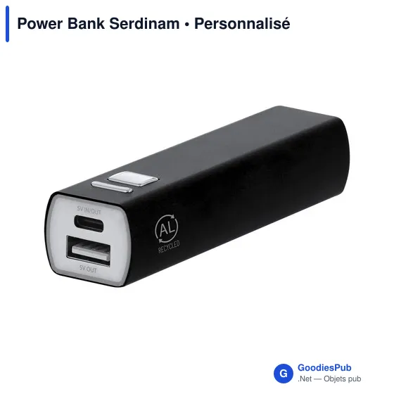 Power Bank personnalisable Serdinam avec logo - Batterie en aluminium recyclé - Image 10