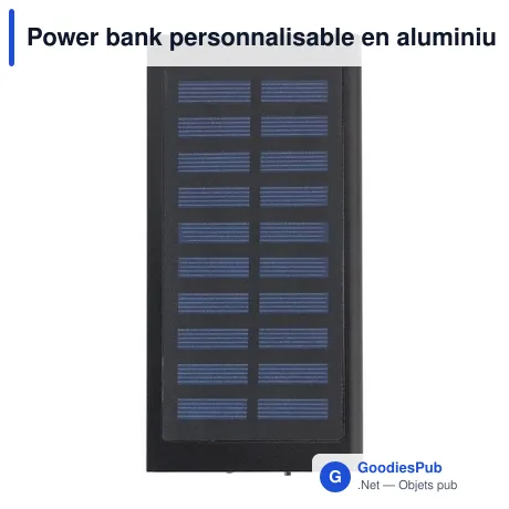 Power bank personnalisable en aluminium 8 000mAh avec logo - Adriana
