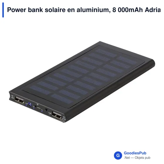 Power bank personnalisable en aluminium 8 000mAh avec logo - Adriana - Image 2