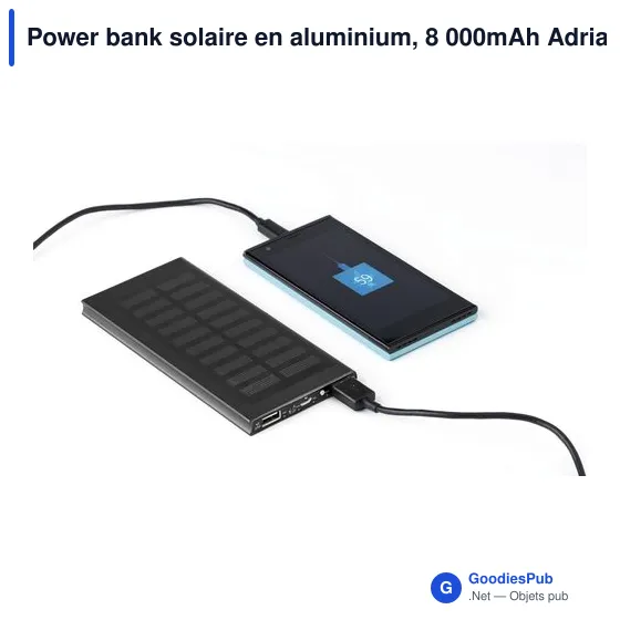 Power bank personnalisable en aluminium 8 000mAh avec logo - Adriana - Image 3