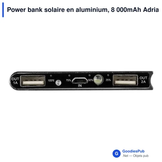 Power bank personnalisable en aluminium 8 000mAh avec logo - Adriana - Image 4