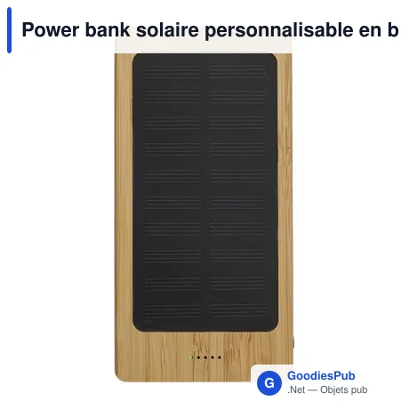 Power bank solaire personnalisable en bambou avec logo - 8 000mAh Joan