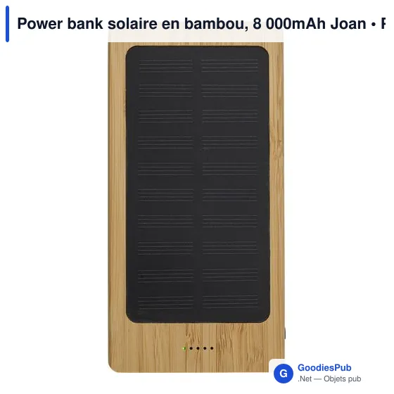 Power bank solaire personnalisable en bambou avec logo - 8 000mAh Joan - Image 1