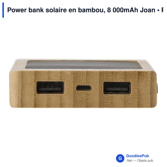 Power bank solaire personnalisable en bambou avec logo - 8 000mAh Joan - Image 3